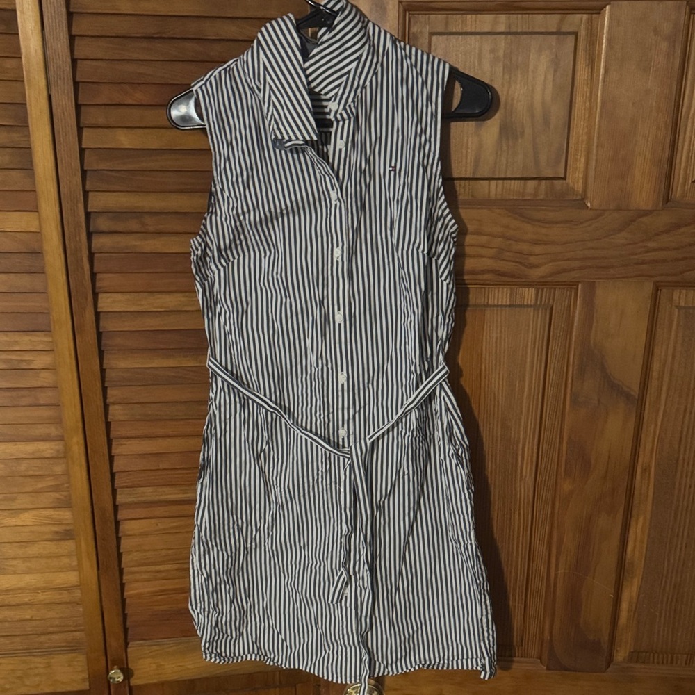 Tommy Hilfiger Navy and White Striped Mini Dress